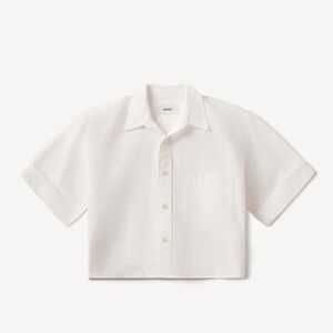 Buck Mason Mainstay White Cropped Short-Sleeve Button-Front Shirt